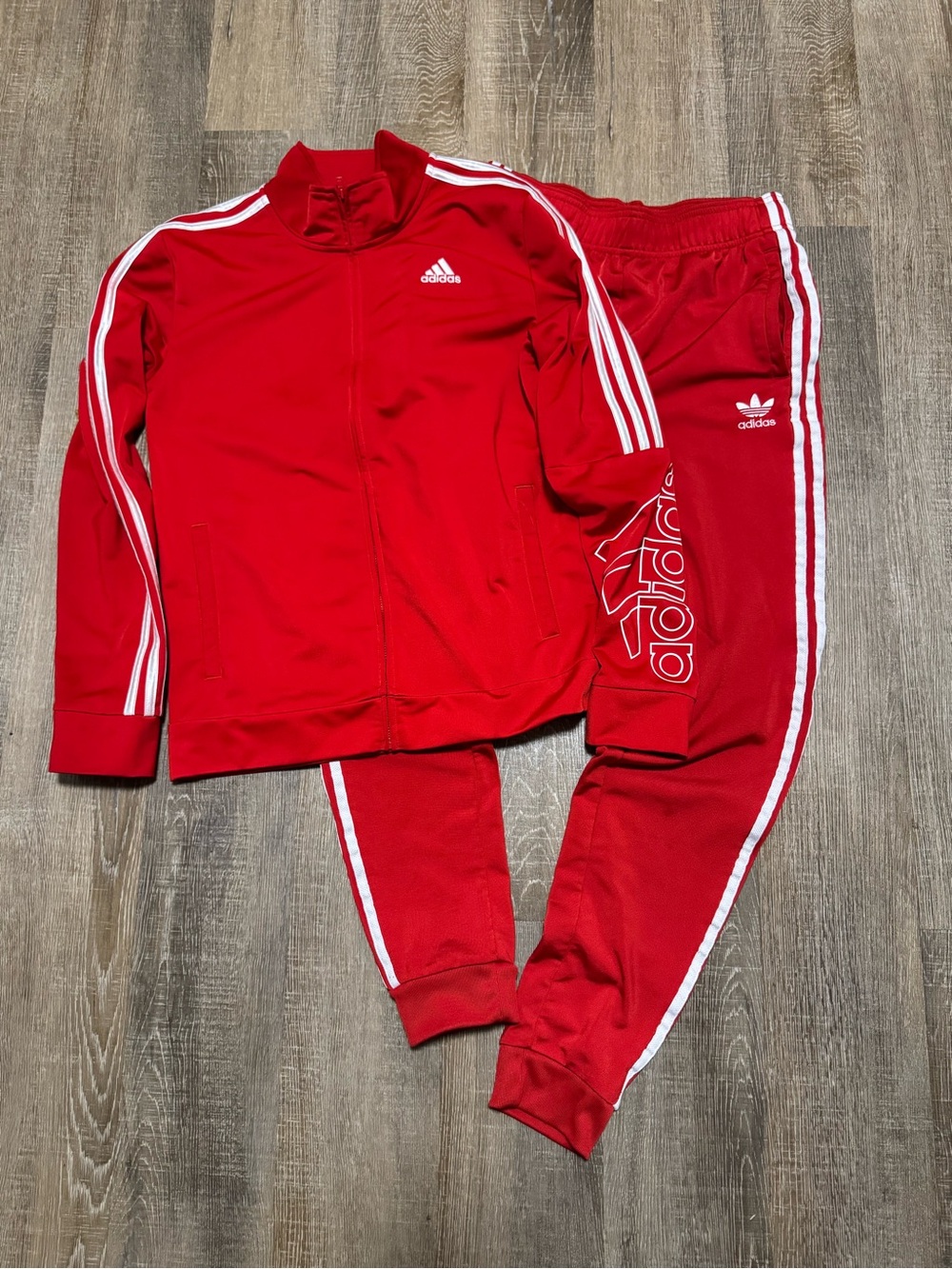 Adidas Red Track Jacket & Pants Matching Set